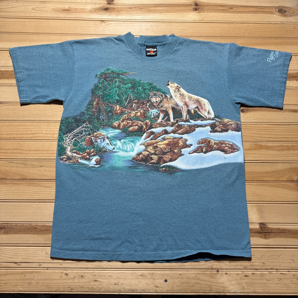 Vintage 90s Hidden Wolf Forest Pagosa Springs Colorado Graphic T-Shirt USA - XL
