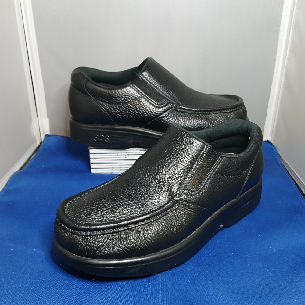 SAS Side Gore Comfort Shoes Mens Sz 6.5 M Black Leather Slip On Loafers Walking