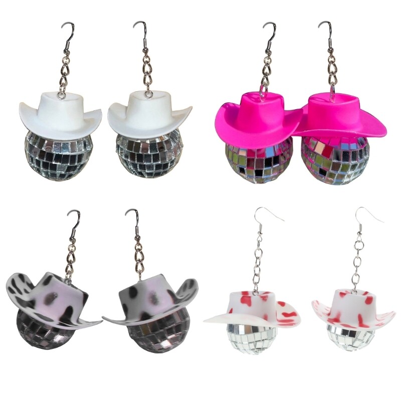 Cowboy Hat Pendant Simple Bounce Earrings Costume Accessory for