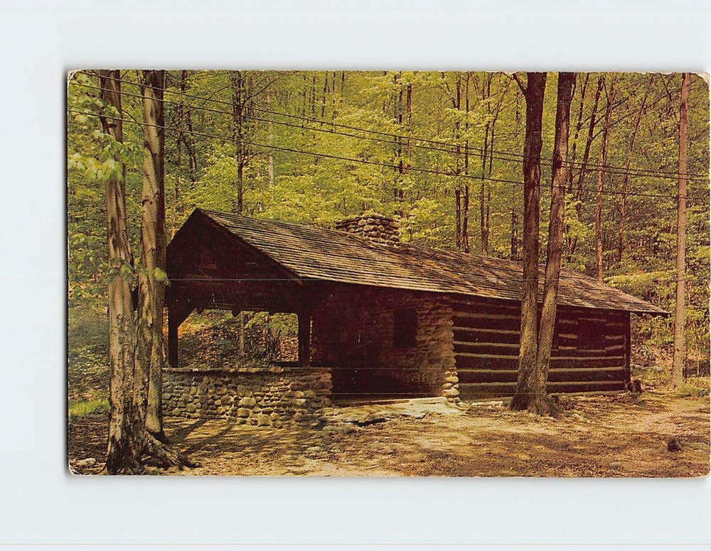 Postcard Log Cabin World's End State Park Pennsylvania USA