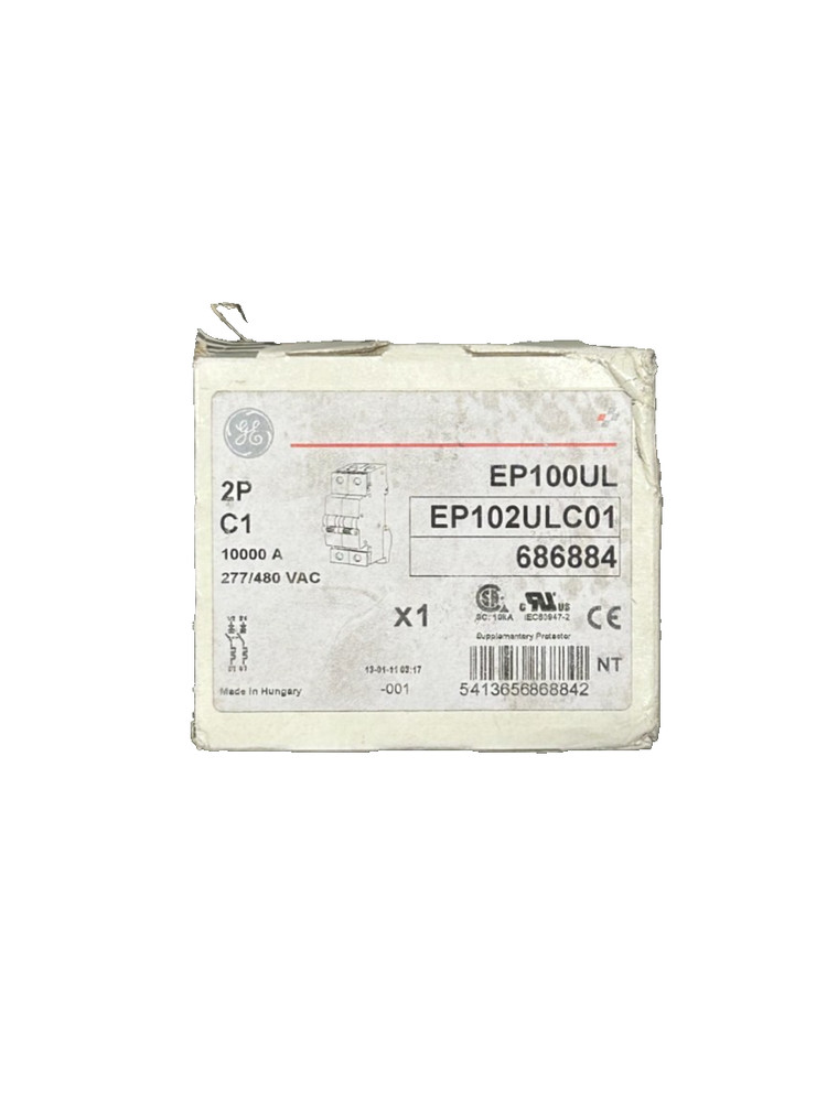 GE EP102ULC01 Miniature Circuit Breaker C1 Amp 2-Pole 277/480VAC