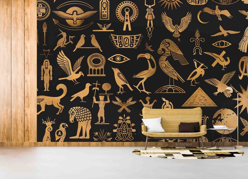 3D Egypt Theme Gold Illustration Wall Murals Wallpaper Murals Wall Sticker