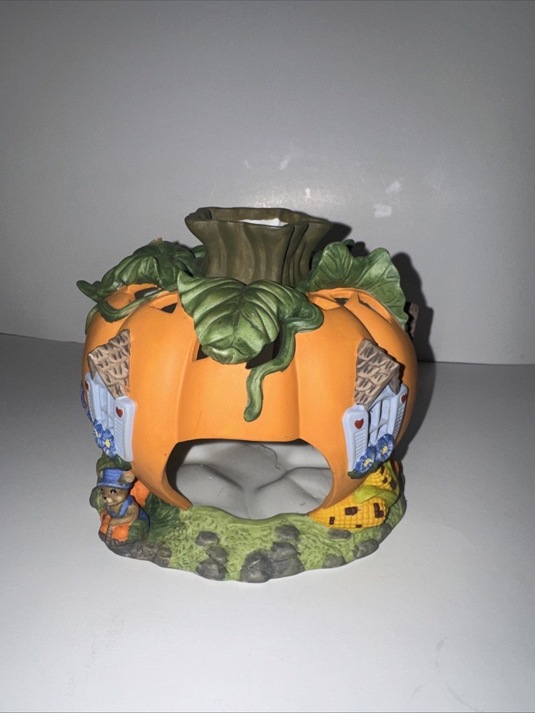 Partylite Harvest Pumpkin Tea Light House  Retired Halloween Decor.