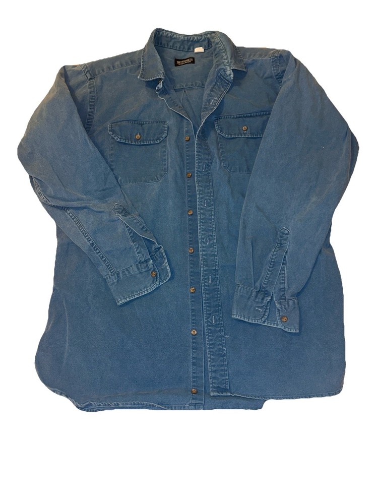 The J Peterman Company Utility Shirt Size Large Blue Cotton USA