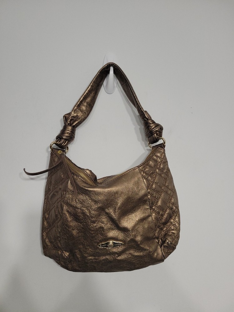 Elliot Lucca Women's Shoulder Bag Leather Metallic Bronze Medium
