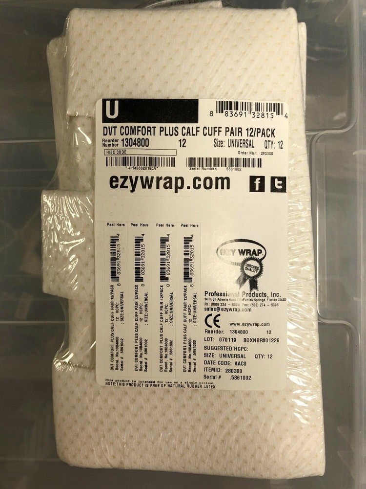 Ezy Wrap DVT Comfort Plus Calf Cuff Pair 12 Pack - Universal Size