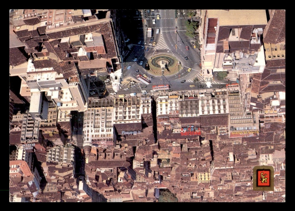 Vintage UNP Postcard COMERCIAL ESCUDO DE ORO Barcelona ZARAGOZA Plaza de España