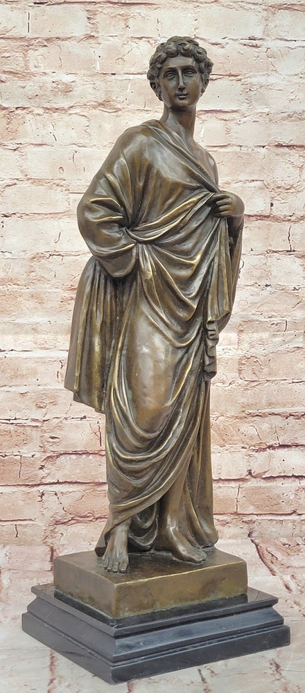 YOUNG ROMAN EMPEROR JULIUS CESAR BRONZE STATUE SCULPTURE ART DECO HOME DECOR