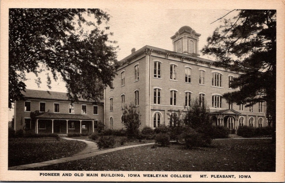 Albertype RPPC Iowa Wesleyan College Mt. Pleasant Pioneer Old Main 1910s