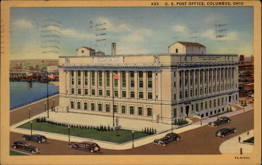 US Post Office Columbus Ohio vintage postcard v281