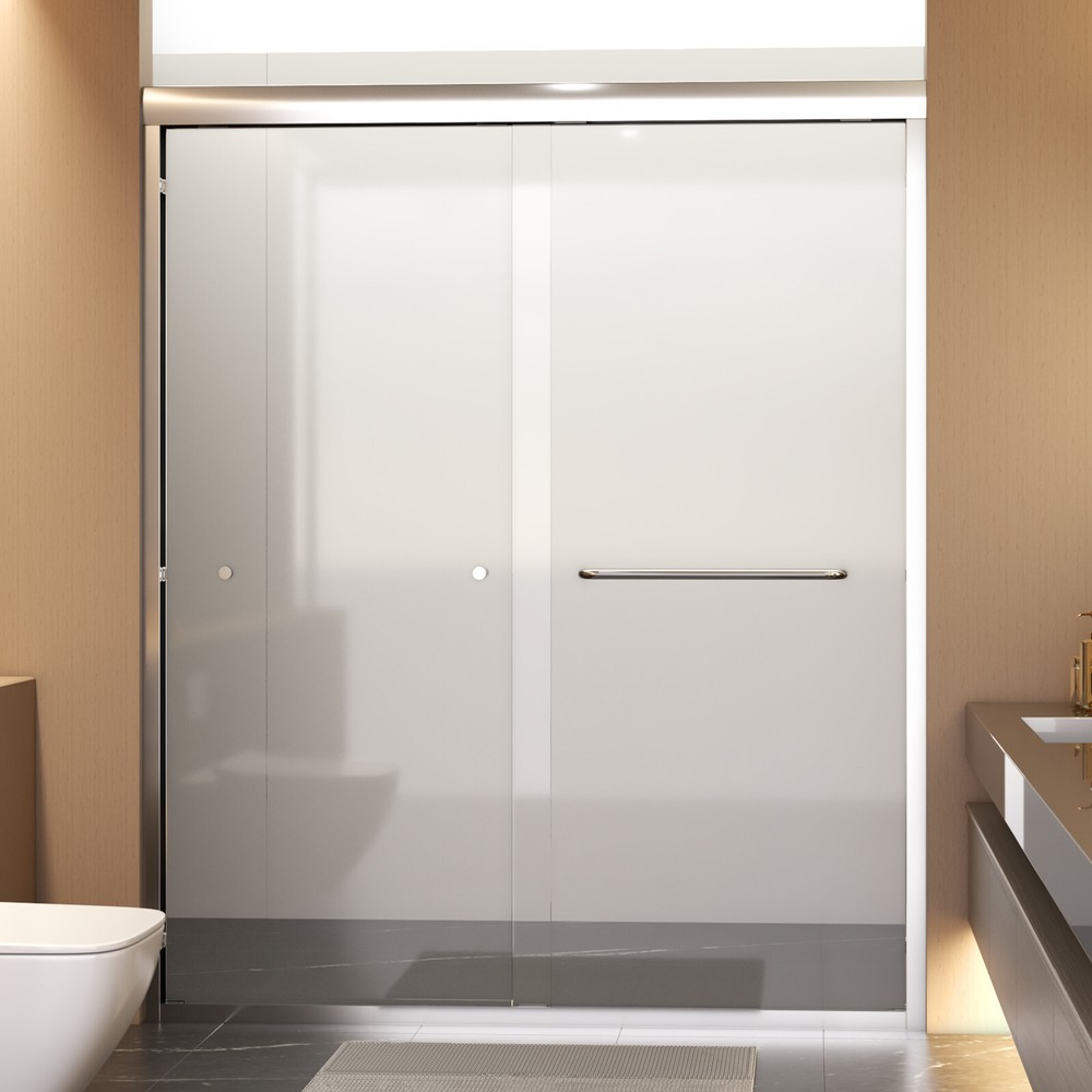Forlan 56-60'' x 72'' Double Sliding Shower Door Semi-Frameless Silver in USA