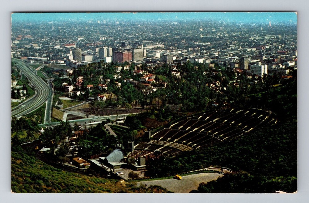 Hollywood CA-California, Aerial Hollywood Bowl, Freeway, Vintage Postcard