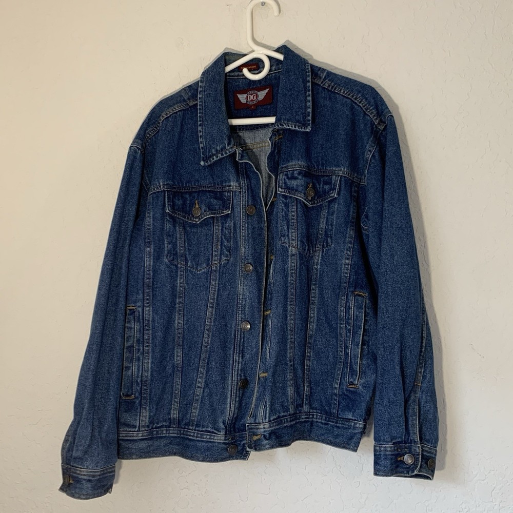 Vintage Denim Gear Trucker Jacket Men L Blue 90s Hong Kong Workwear Western Gorp