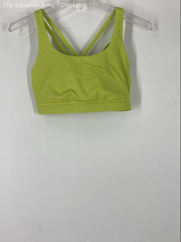 Lululemon Womens Lime Scoop Neck Crossback Pullover Sports Bra Size Medium