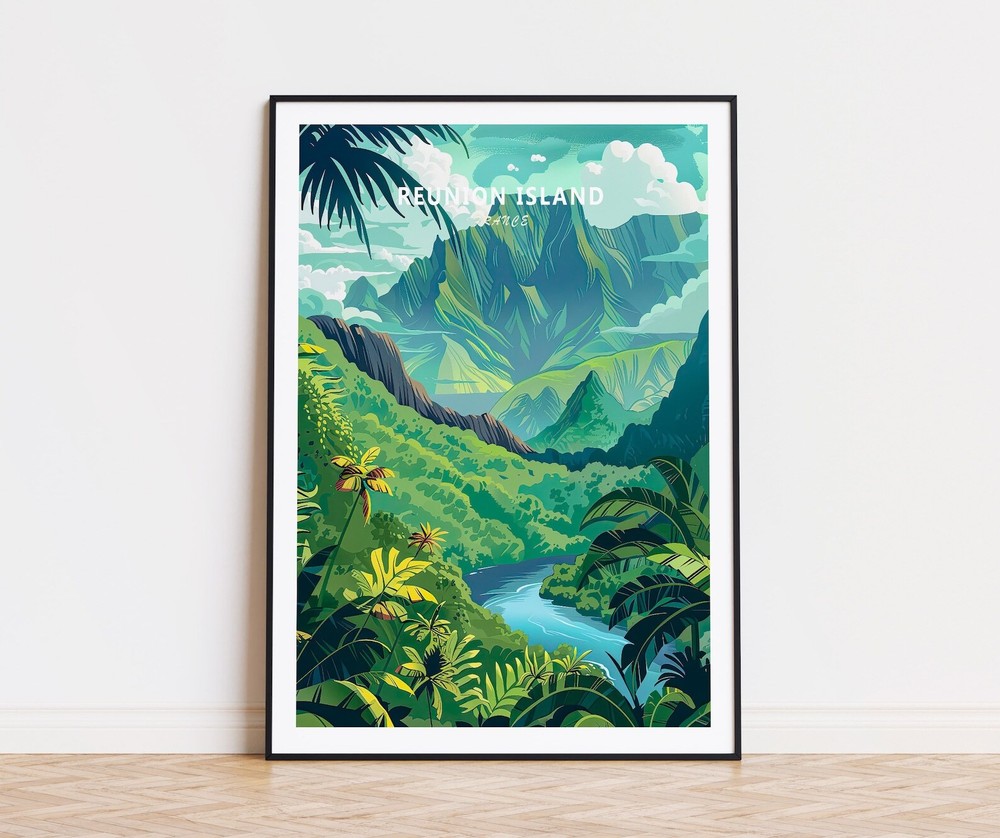 Reunion Island Travel Poster France Travel Wall Art Reunion Island France