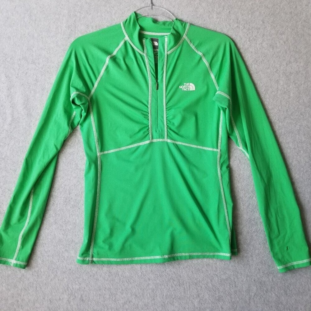 The North Face Womens Pullover Active 1/4 Zip Green Brat Active Performance Sz M