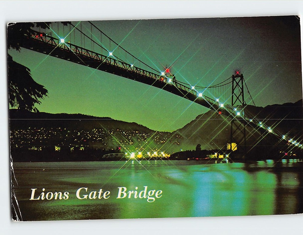 Postcard Lions Gate Bridge Vancouver BC Canada