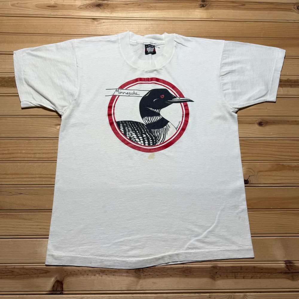 Vintage 1988 Minnesota Loon Gorpcore Nature Single Stitch Shirt USA - Size Large