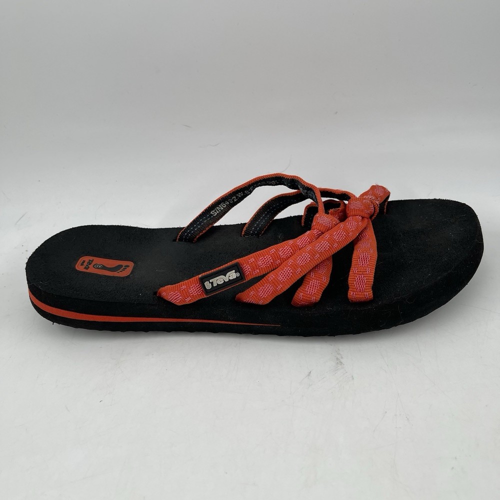 Teva Women’s Olowahu- Size 8 -Orange Strappy Flip Flop Sandals Thongs Shoes