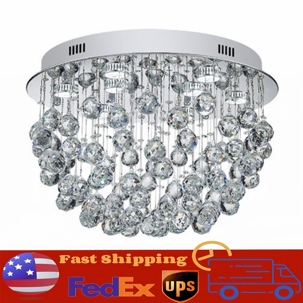 Modern LED Crystal Chandelier K9 Raindrop Pendant Light for Living Room