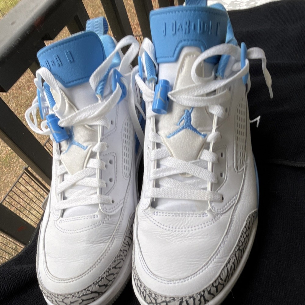 Jordan Spizike White Blue Gray Mid Top Men's Sneaker Basketball Leather