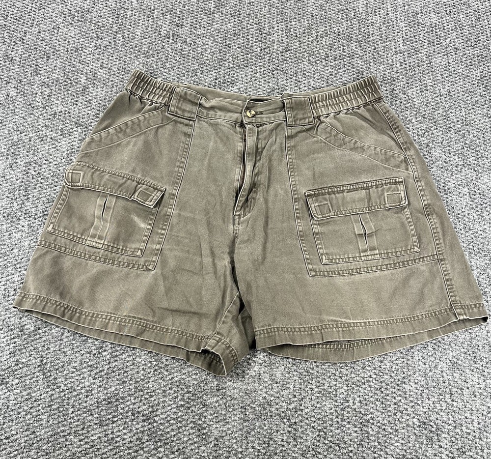 Croft & Barrow Cargo Shorts Mens 36 Khaki Beige Cotton Elastic Sides Fishing