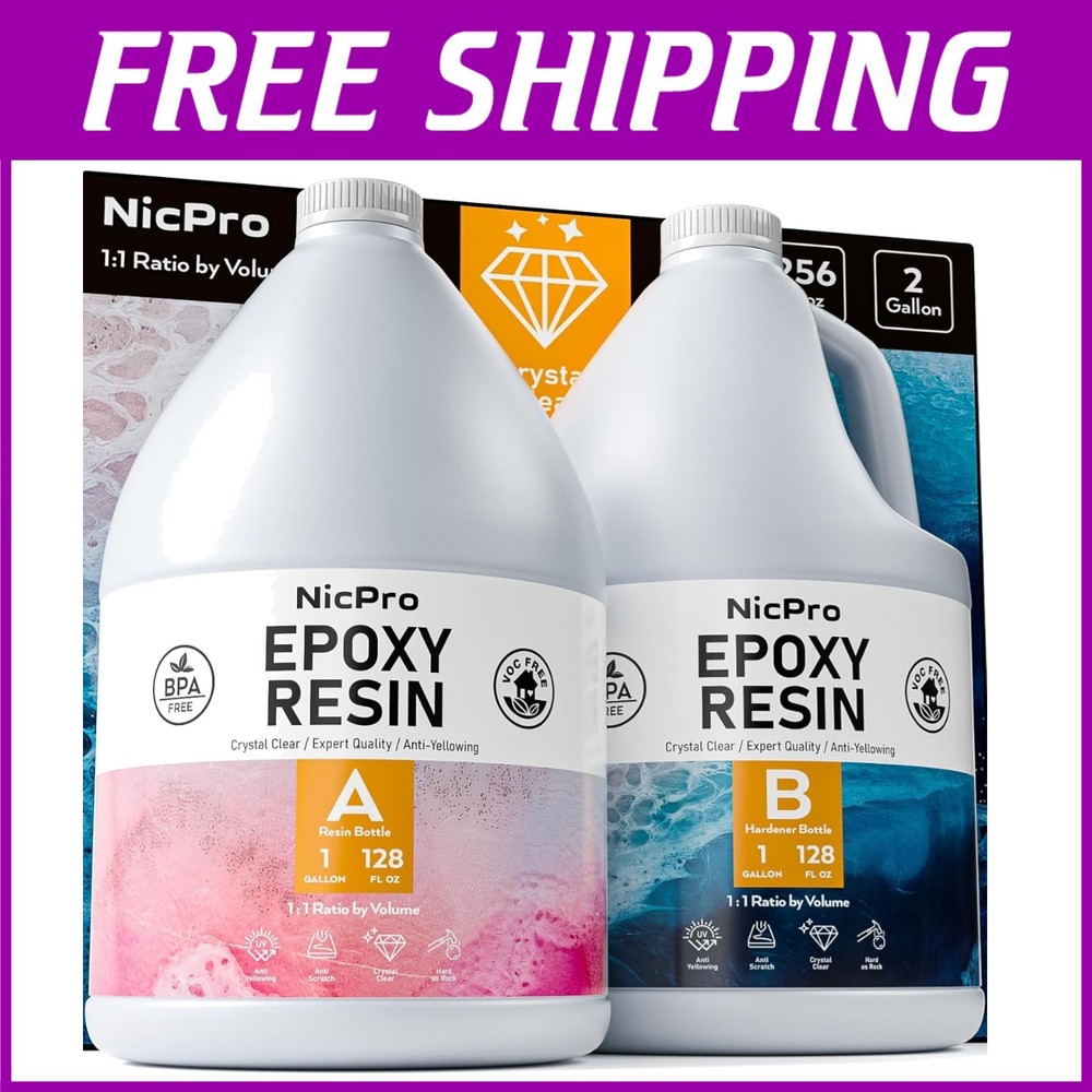 2 Gallon Crystal Clear Food Safe Epoxy Resin Kit - UV Stabilized Bubble Free