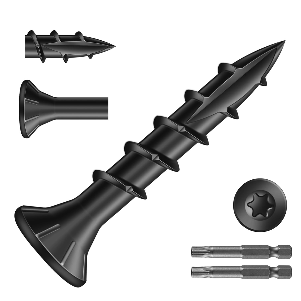 8x1 Inch Deck Screws (1410Pcs) 6Lb Carbon Steel Black Flat Head Rust Resistant