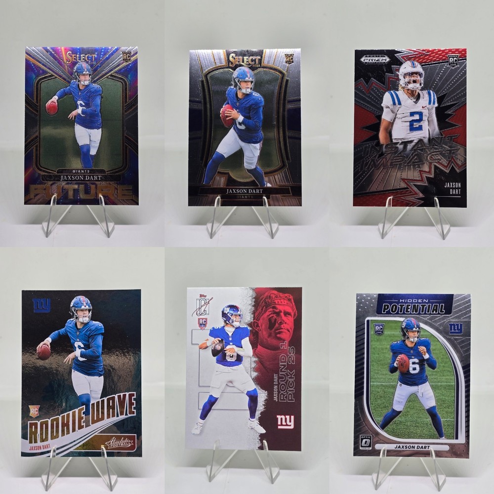 Jaxson Dart 2025 RC 6 Card Lot Select Prizm Optic Topps Giants QB Rookie