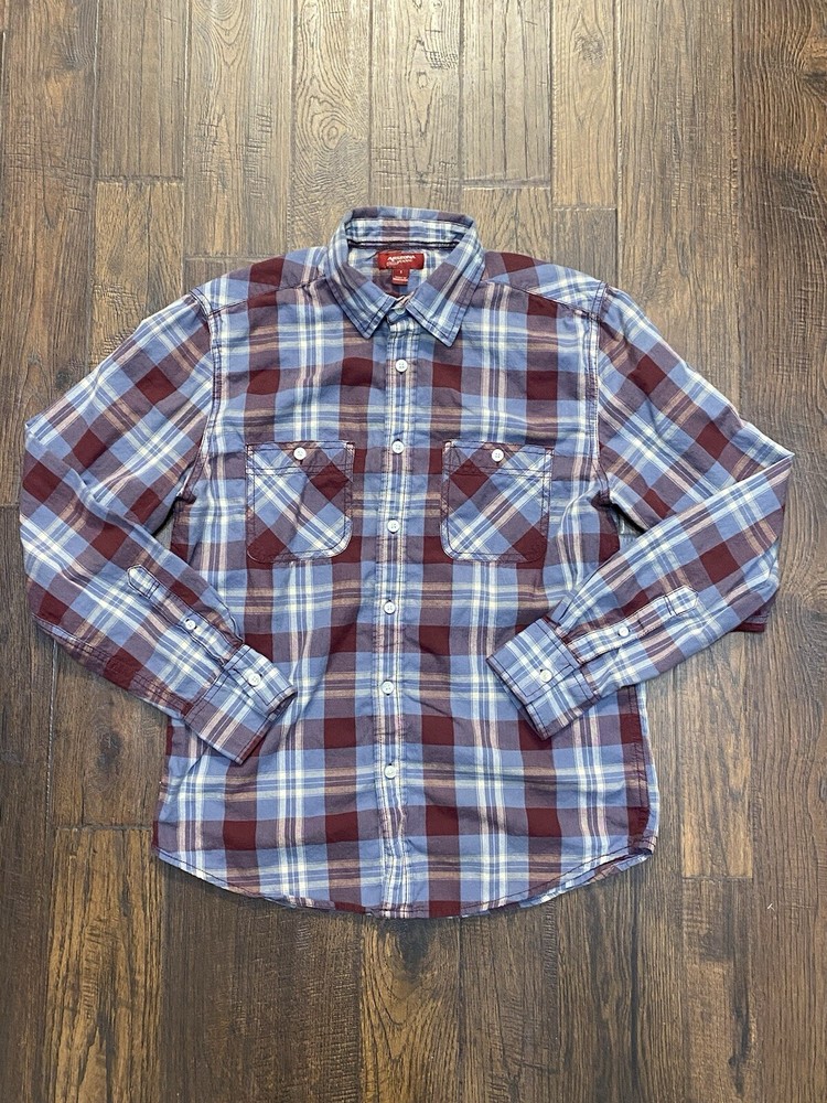 Arizona Mens Button Up Plaid Long Sleeve Shirt Size: Small Cowboy Western Ranch