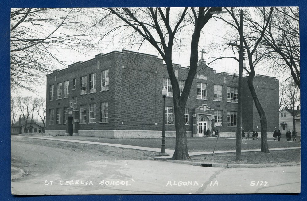 Algona Iowa ia St Cecelia School real photo postcard RPPC #1
