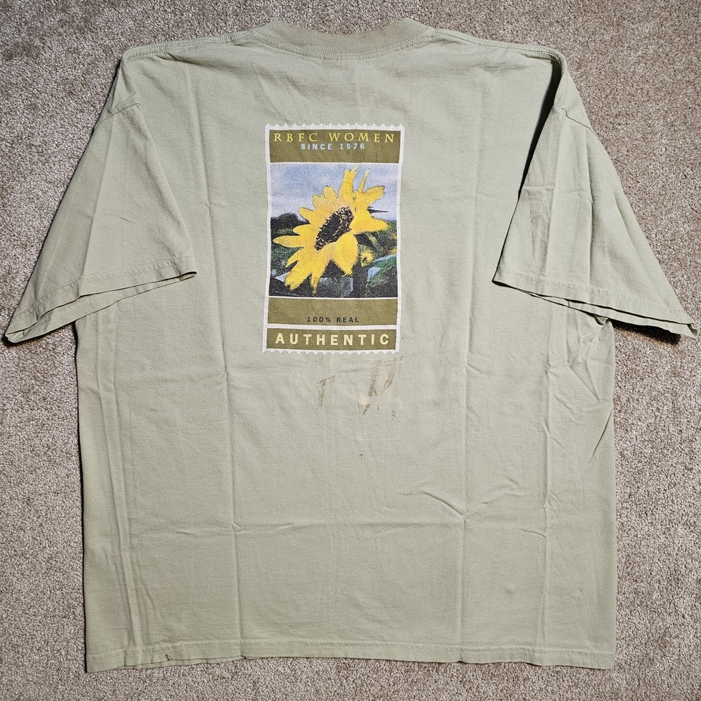 Vintage Y2k Thrashed RHBC Women Sunflower XL T-Shirt Skate Faded Pastel Farm Emo