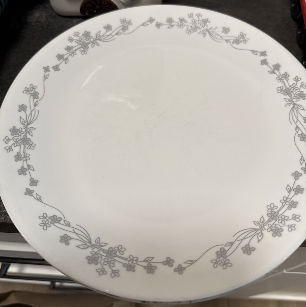 Corelle Ribbon Bouquet Dinner Plate And Small Plate Gray Floral