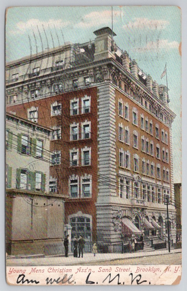 1909 YMCA Brooklyn NY Sand Street Vintage Postcard Photo & Art Postal Card Co.