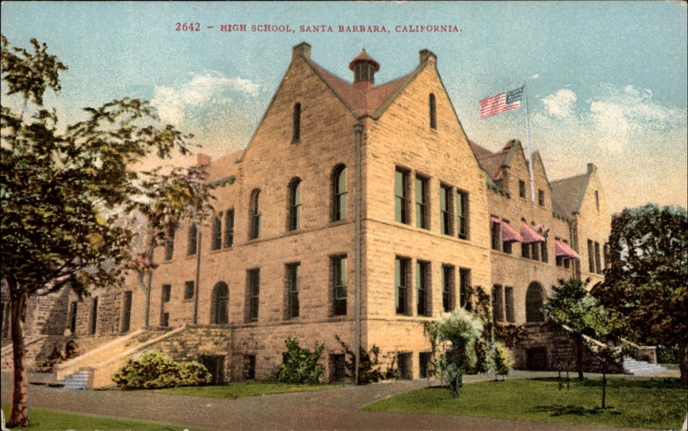 Santa Barbara California High School ~ Edw Mitchell Publ ~ c1910 postcard
