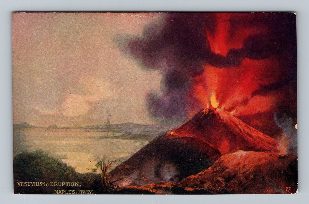 Italy- Naples Mount Vesuvius Eruption Standard Souvenir Postal Vintage Postcard