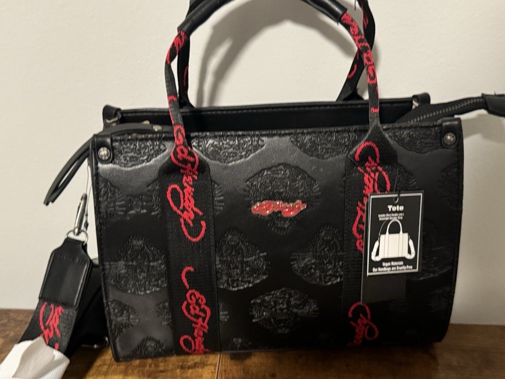 Ed Hardy Black Tiger Red Accent Tote Bag New Fashion Statement