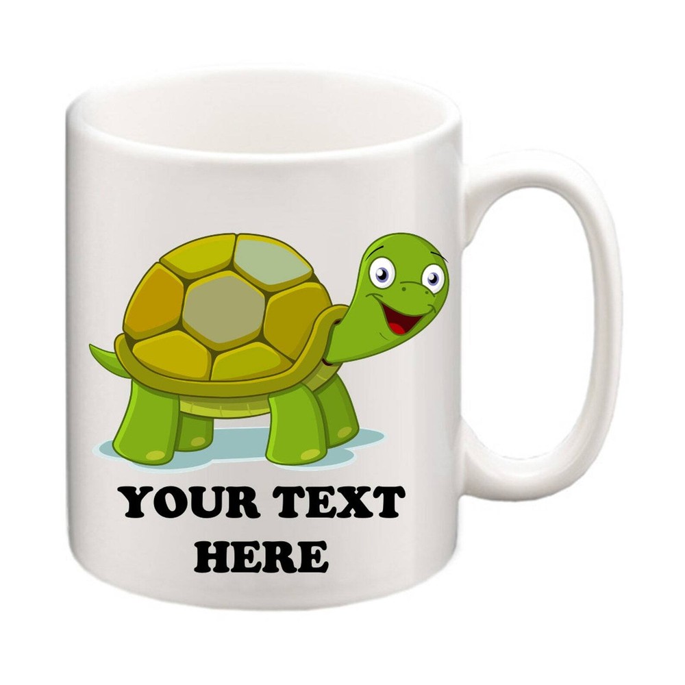Personalised Cute Tortoise Kawaii Mug And Coaster Add Your Name!