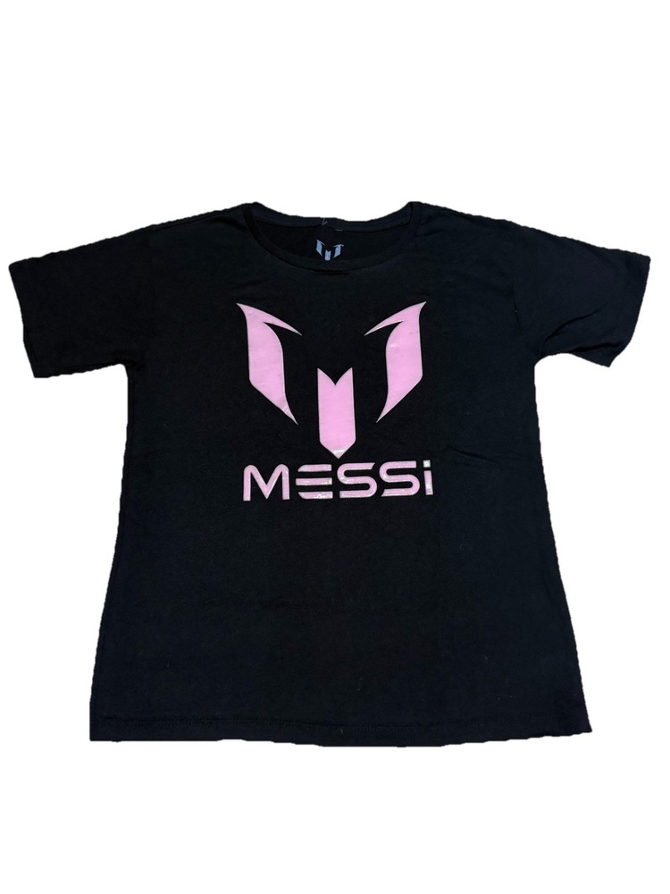 Messi Kids Shirt Small Black Pink Logo Soccer Graphic Tee NWT Youth