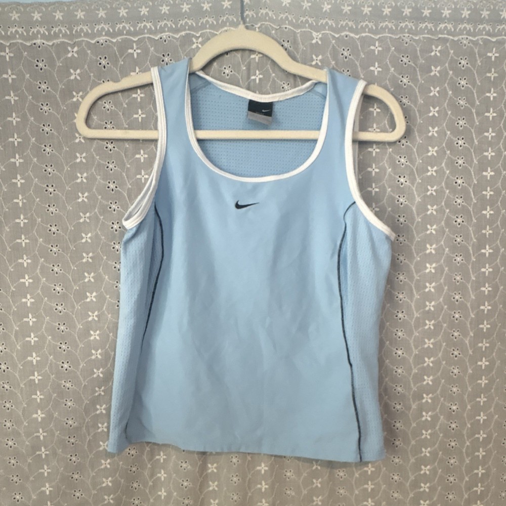 Nike Dri-FIT Women's Light Blue Mesh Moisture Wicking Athletic Tank Top Size S
