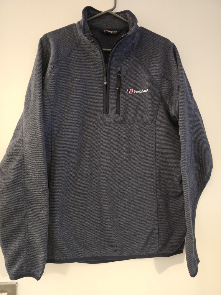 Berghaus 1/4 Zip Long Sleeve Fleece Mens Medium Grey/Blue Marl VGC!