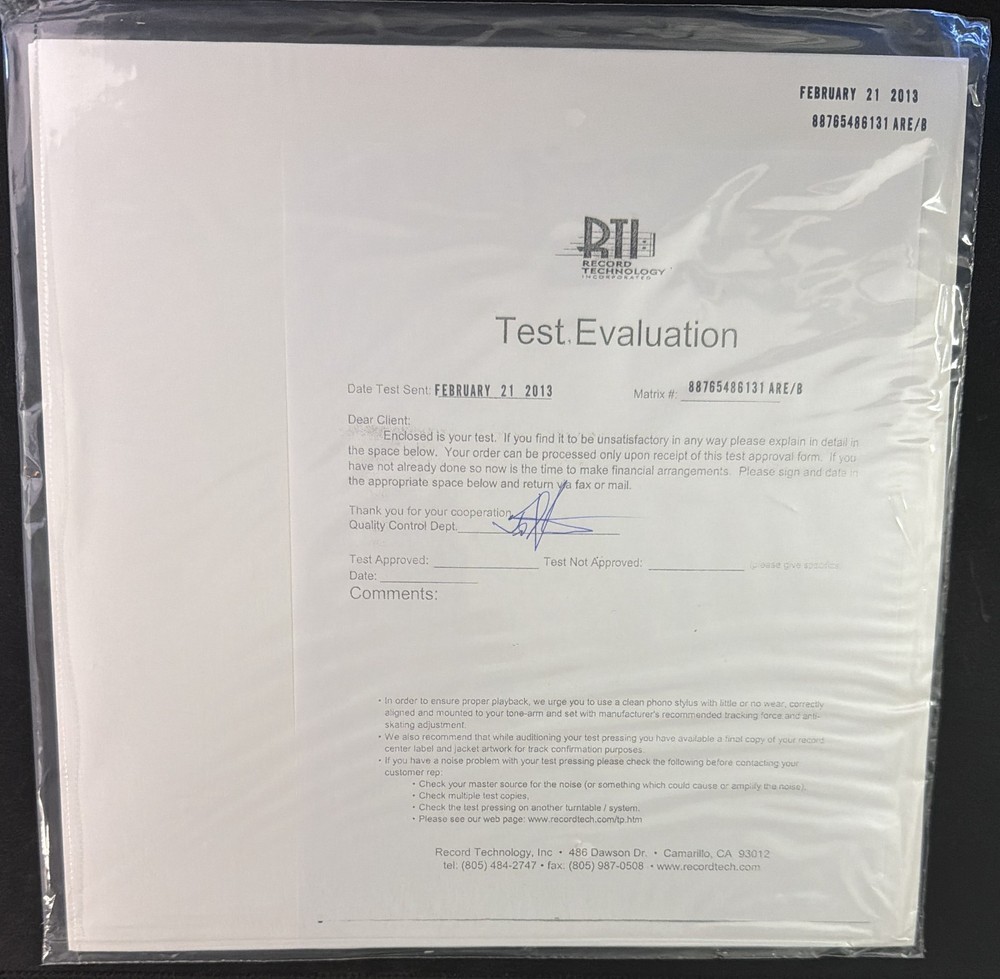 Aerosmith - Aerosmith Rare SEALED RTI Test Pressing w/Signed Eval MINT 2013 LP