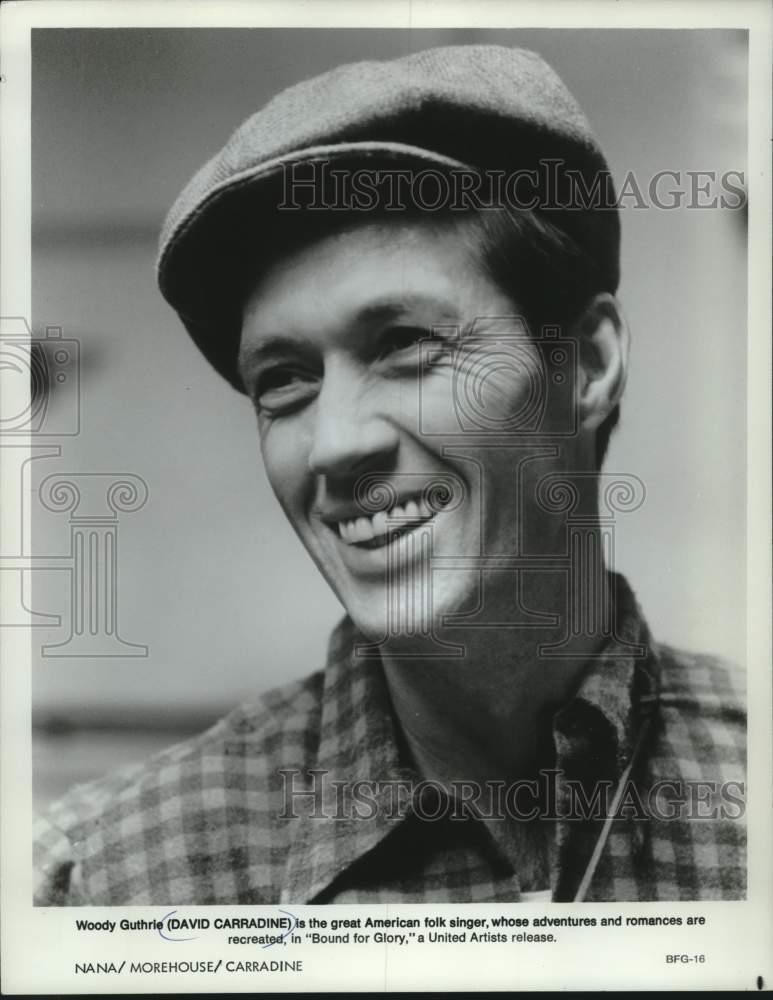 1977 Press Photo David Carradine is Woody Guthrie in 