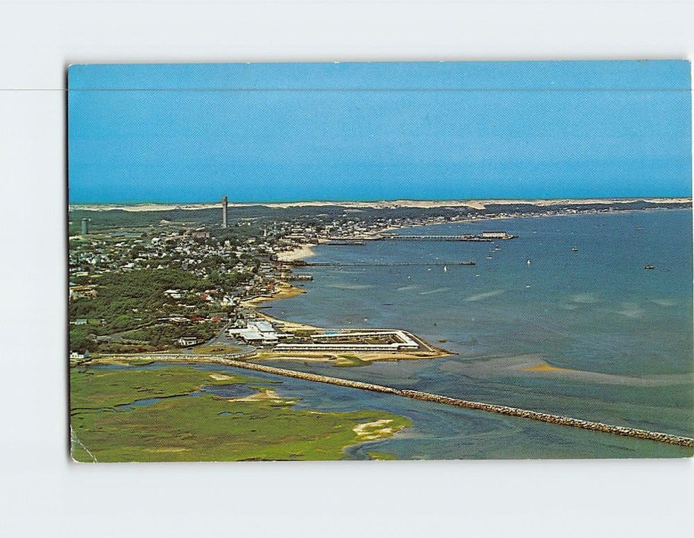Postcard Aerial View Provincetown Harbor Cape Cod Massachusetts USA
