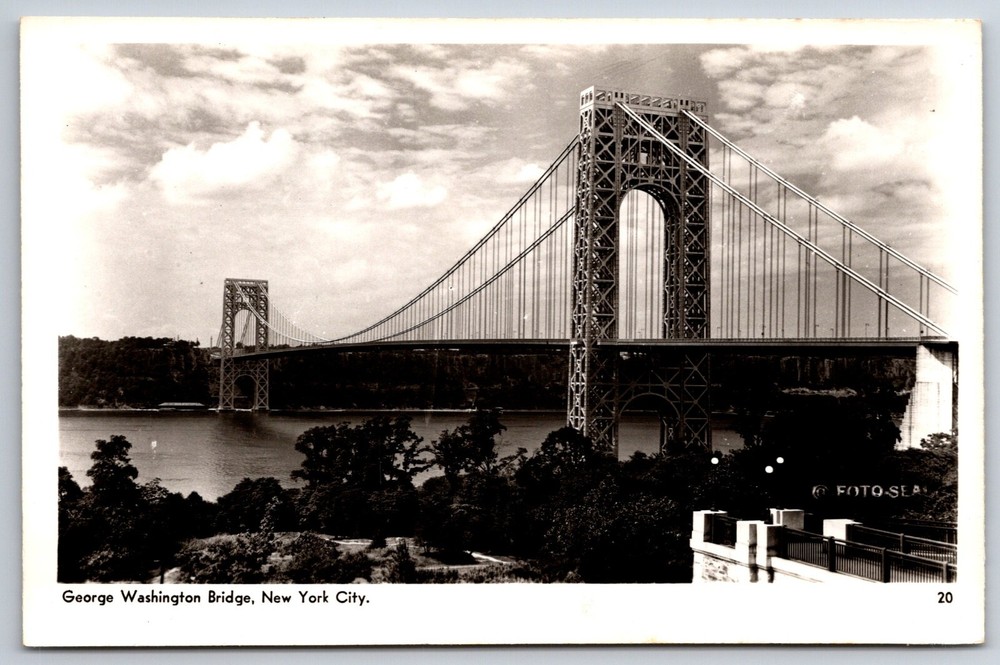 RPPC~New York City~View Of The George Washington Bridge~Real Photo Postcard