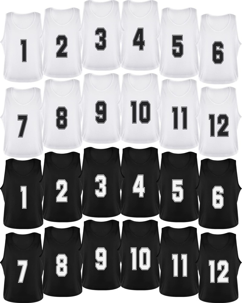 24 Pack Pinnies Scrimmage Vests Youth Team Practice Vests Numbered Mesh Socce...