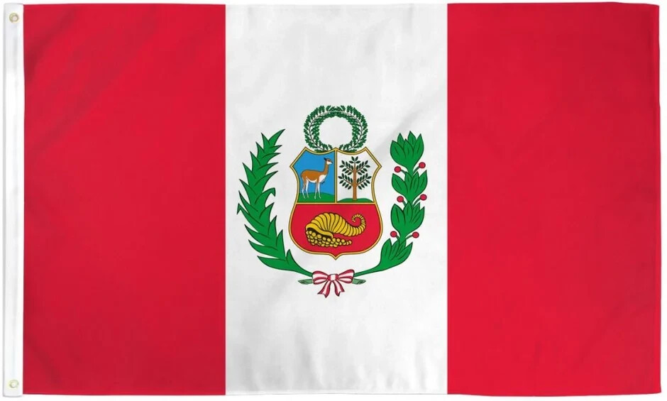 Peru 3x5ft Poly Flag International Peruvians Country Flag of Peru