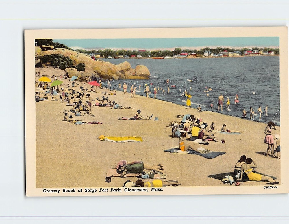 Postcard Cressey Beach Stage Fort Park Gloucester Massachusetts USA
