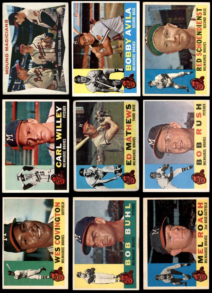 1960 Topps Milwaukee Braves Near Team Set 3.5 - VG+ 7251668 (21 / 36 cards)