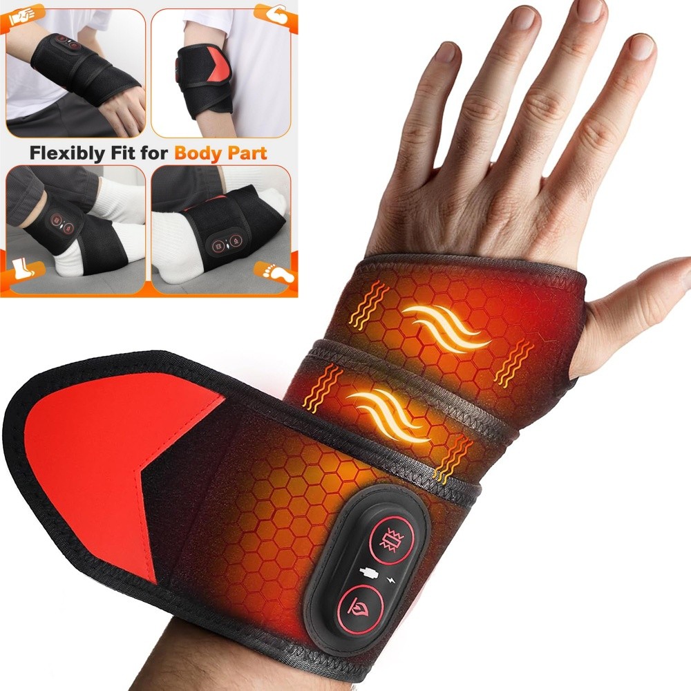 Cordless Wrist Heating Pad Wrap Heated Wrist Brace with Vibration Hand Massager